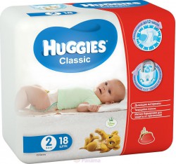 Подгузники 18 шт. Huggies классик мини 3-6 кг р. 2