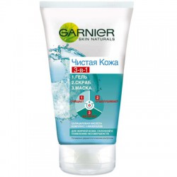 Гель-скраб-маска для лица Garnier Чистая кожа 3 в 1 глубокое очищение 150 мл